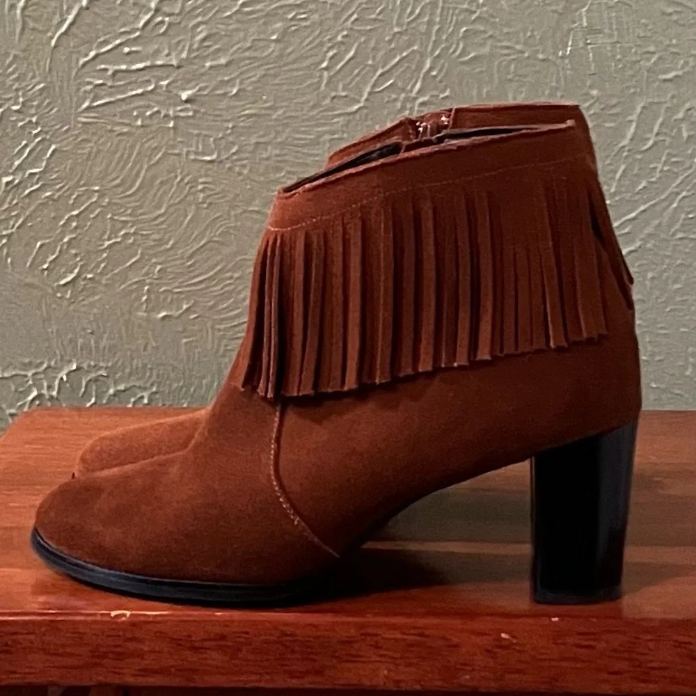 David Tate Rust/Brown Fringe Ankle Boots - Picture 6 of 9